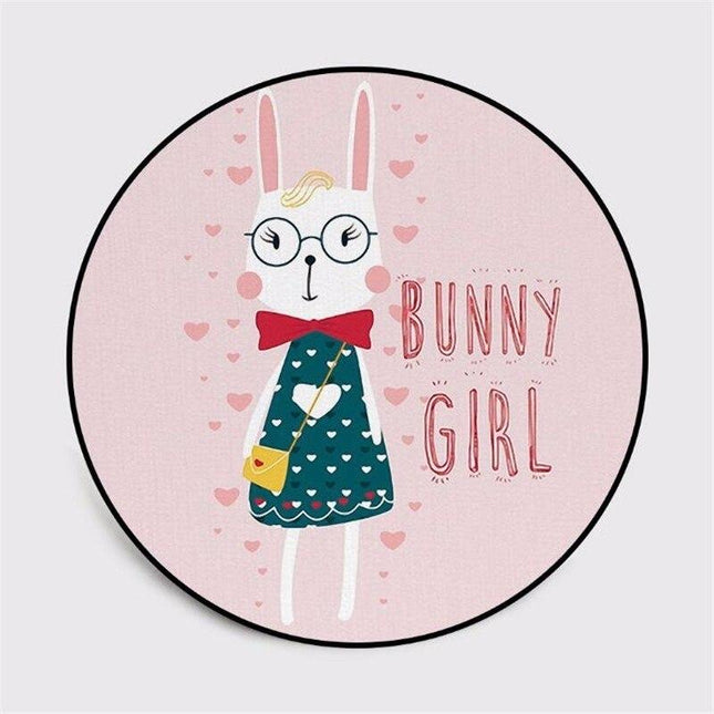 Rund matta för barn med kanin