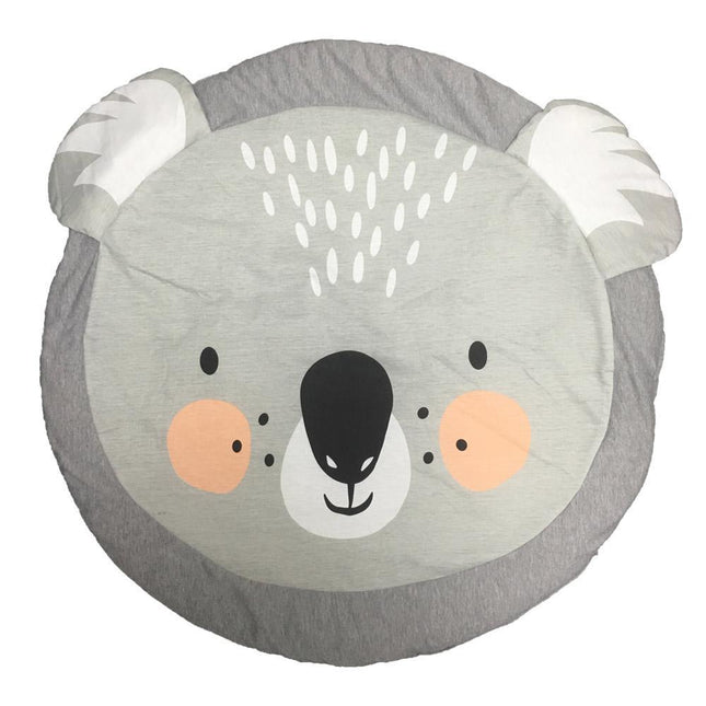 Rund lekmatta med sött koalaansikte