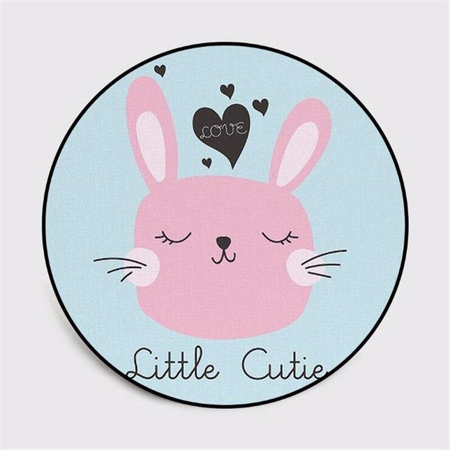 Rund matta med sött kaninansikte