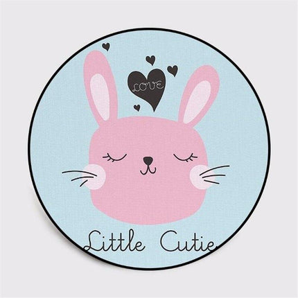 Rund matta med sött kaninansikte