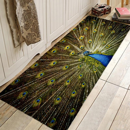 Hallmatta med motiv av påfågel