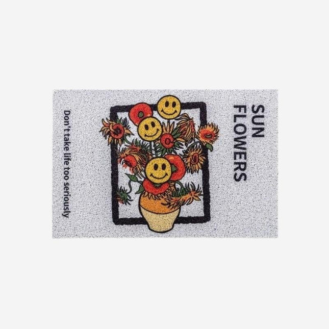 Rolig dörrmatta med smile-blommor
