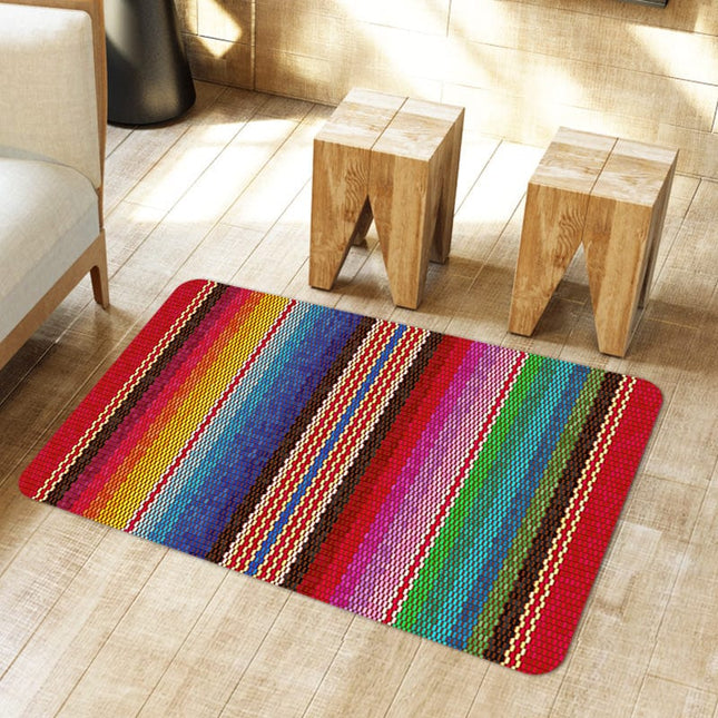 Flerfärgad dörrmatta med randigt mönster