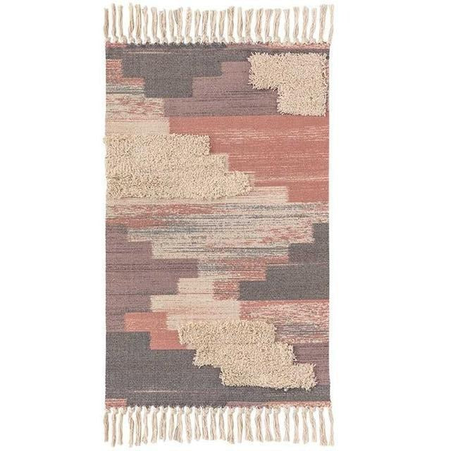 Liten rosa matta med fransar