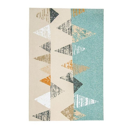 Flerfärgad skandinavisk matta med geometriskt mönster
