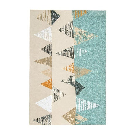 Flerfärgad skandinavisk matta med geometriskt mönster