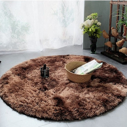 Rund mjuk brun shaggymatta
