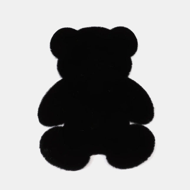 Svart nallebjörnsmatta i mjuk fuskpäls