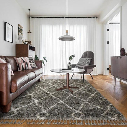 Mörkgrå berbermatta med mjuk hög lugg