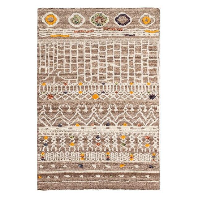 Rektangulär jutematta i bohemisk berberstil