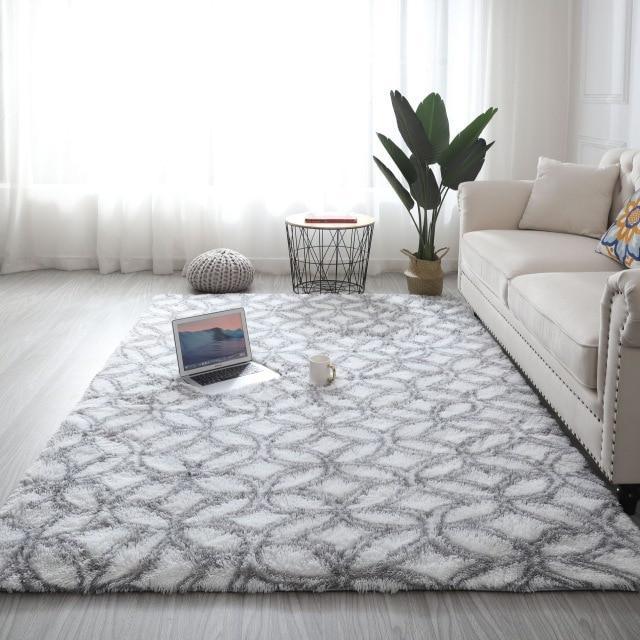 Fluffig berbermatta med mönster