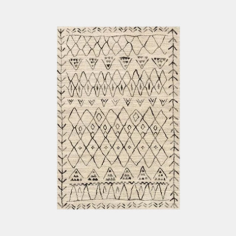 Beige bohemisk matta i etnisk stil