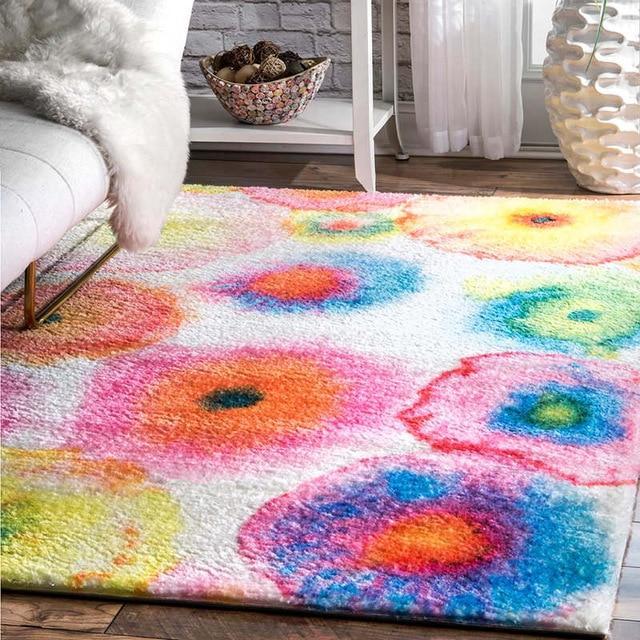 Bohemisk vardagsrumsmatta med blommönster