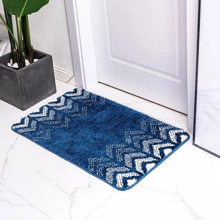 Kungsblå badrumsmatta med elegant mönster