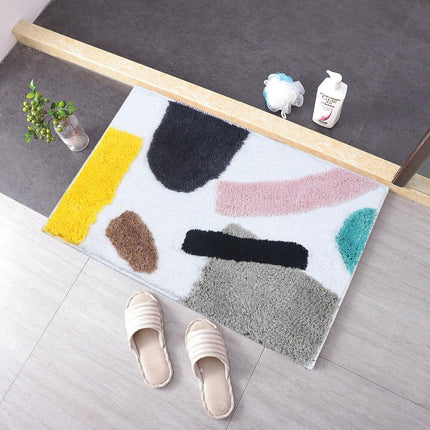 Modern design badrumsmatta med färgblock