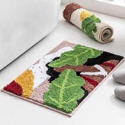 Badrumsmatta med originell löv-design