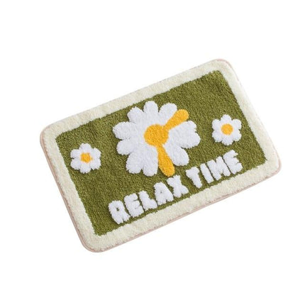 Badrumsmatta med roligt blommigt motiv