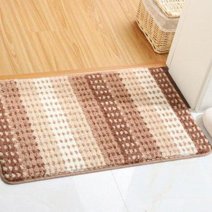 Tjock badrumsmatta i brunt och beige