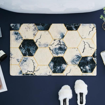 Badrumsmatta med marmorerat hexagonmönster
