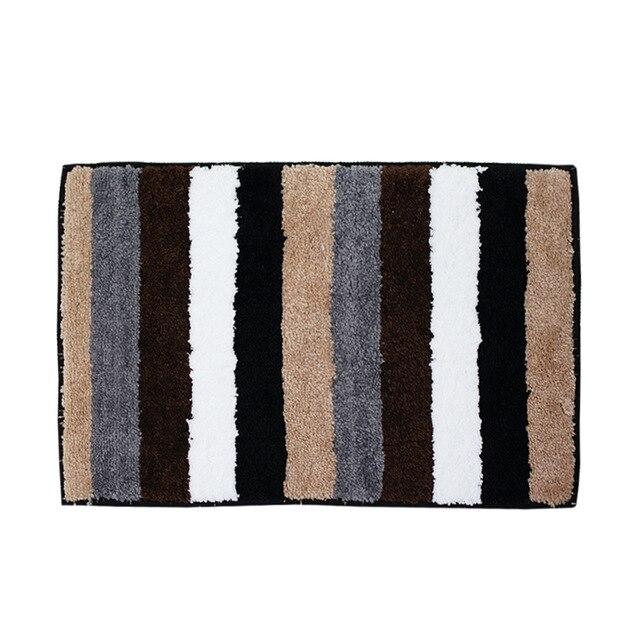 Chokladbrun randig badrumsmatta i mikrofiber