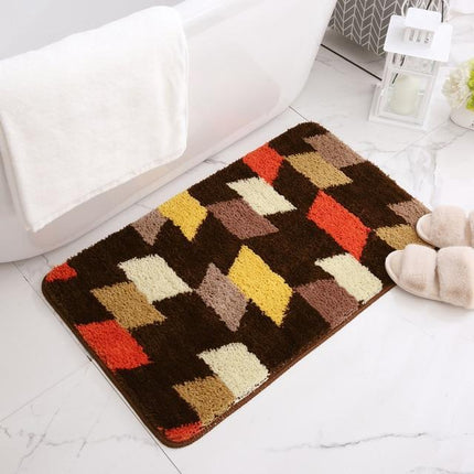 Mörkbrun badrumsmatta med geometriskt mönster