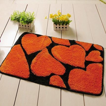 Orange design badrumsmatta med hjärtan