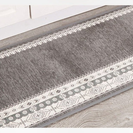 Antracitgrå köksmatta med dekorativ bård