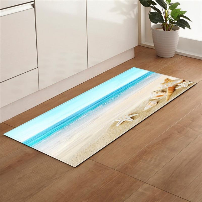 Lång köksmatta med strandmotiv