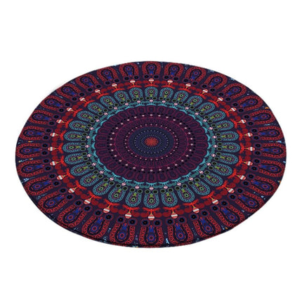 Rund lila golvmatta med mandala