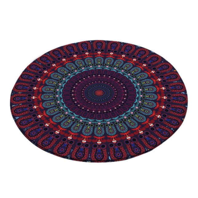 Rund lila golvmatta med mandala