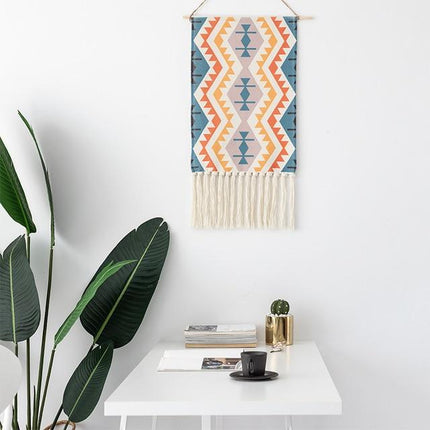 Färgglad väggtextil med aztekiskt mönster
