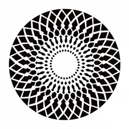 Rund svartvit matta med geometriskt mönster