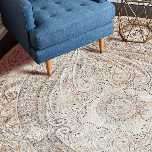 Rund marockansk mönstrad matta