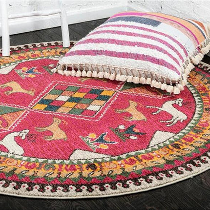 Rund fuchsia-rosa matta för barnrum