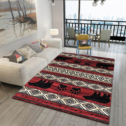 Röd matta i rustik vintagestil