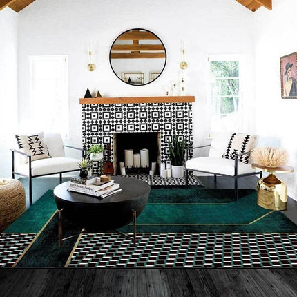 Smaragdgrön matta för modernt vardagsrum