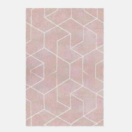 Puderrosa shaggymatta med geometriskt mönster