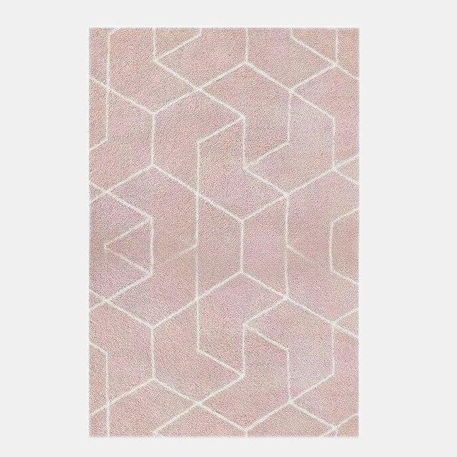 Puderrosa shaggymatta med geometriskt mönster