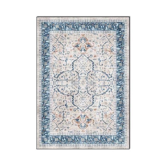 Klassisk vintage matta i blått och beige