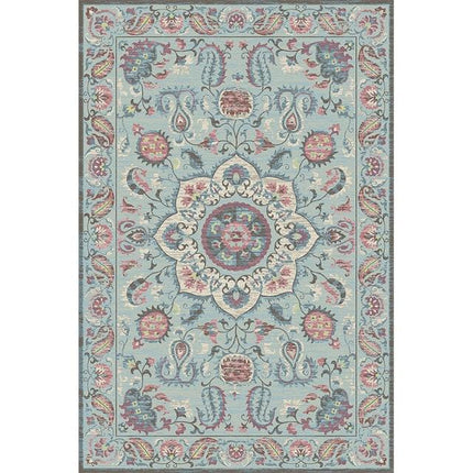 Ljusblå vinylmatta med persiskt mönster