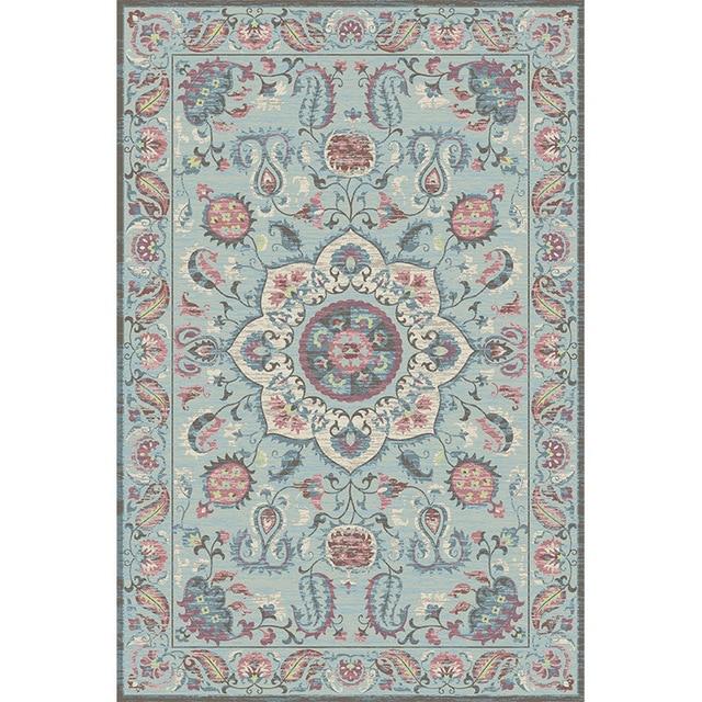 Ljusblå vinylmatta med persiskt mönster